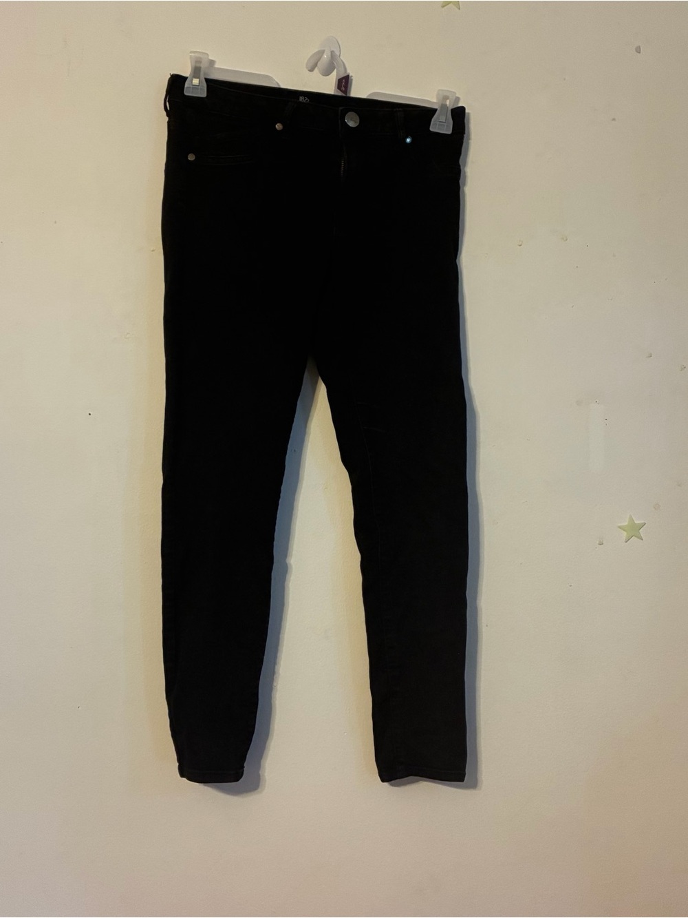1822-size10 Black Women’s High-Rise Button Fly Skinny Jeans